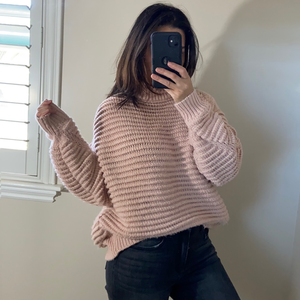 H&M Cozy thick knit sweater in blush